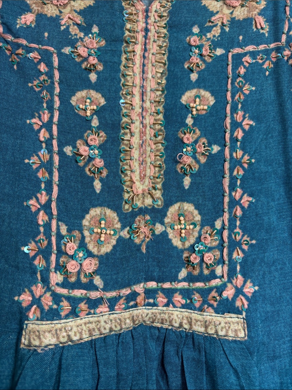 Soft Surroundings Blue Embroidered Boho Floral Tunic Top Women’s Size Small NWOT - Picture 4 of 8